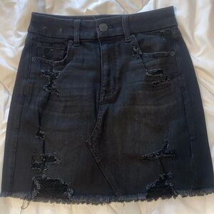 Black denim skirt